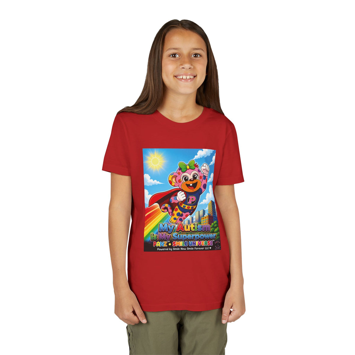 Panz™ Youth Short Sleeve Tee – "My Autism is My Superpower" Graphic | Smile Universe Collection