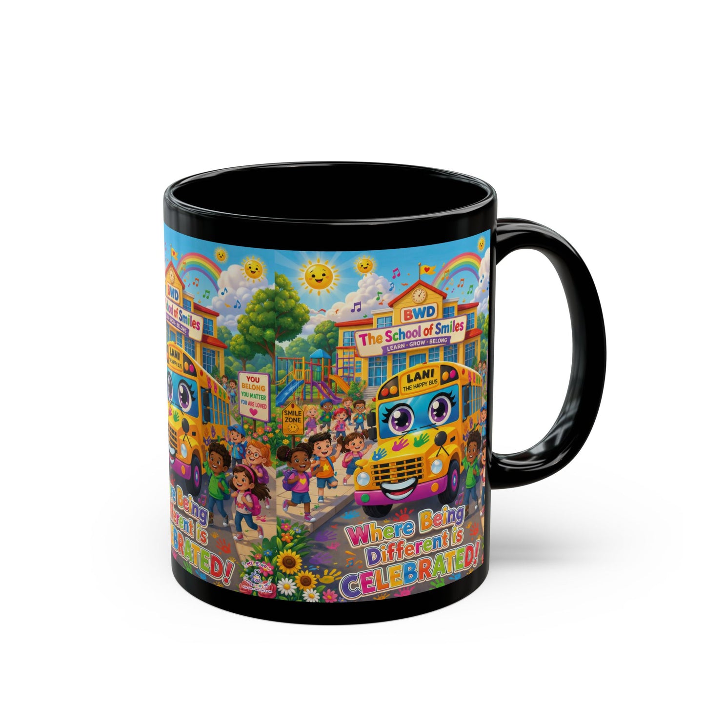 Lani™ Black Mug (11oz & 15oz) – "Where Being Different is CELEBRATED!" Graphic