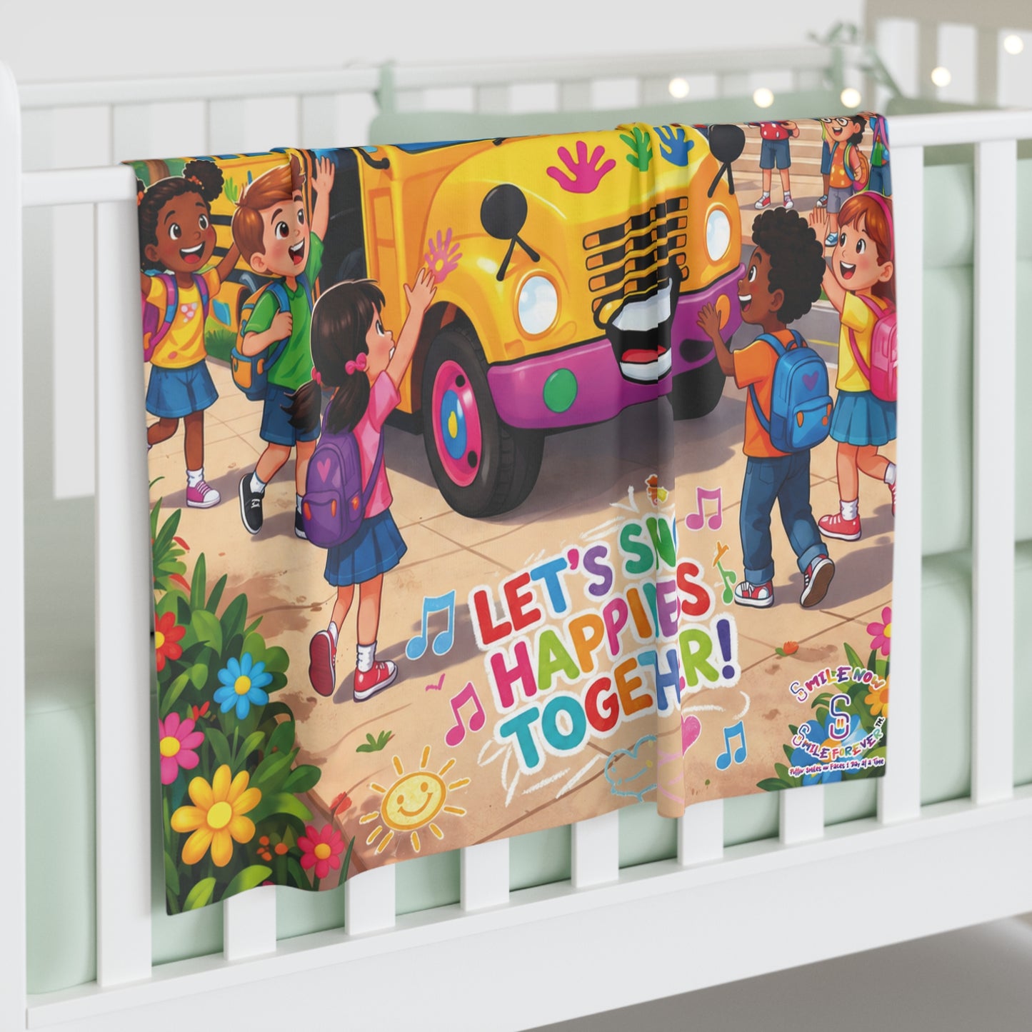 Lani™ Baby Swaddle Blanket – "Let's Sing Happiness Together!" Graphic