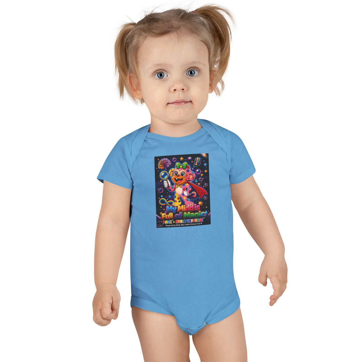 Panz™ Baby Short Sleeve Onesie® – "My Mind is Full of Magic" Graphic | Smile Universe Collection