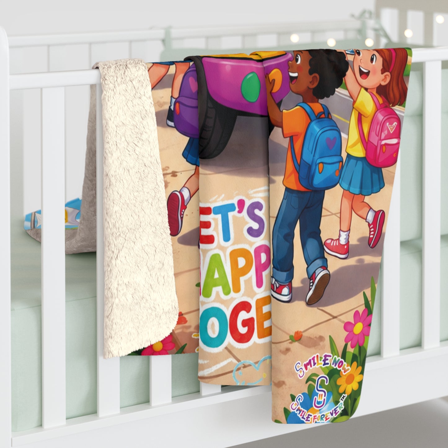 Sherpa Blanket — Lani the Happy Bus "Let's Sing Happiness Together" Kids Throw