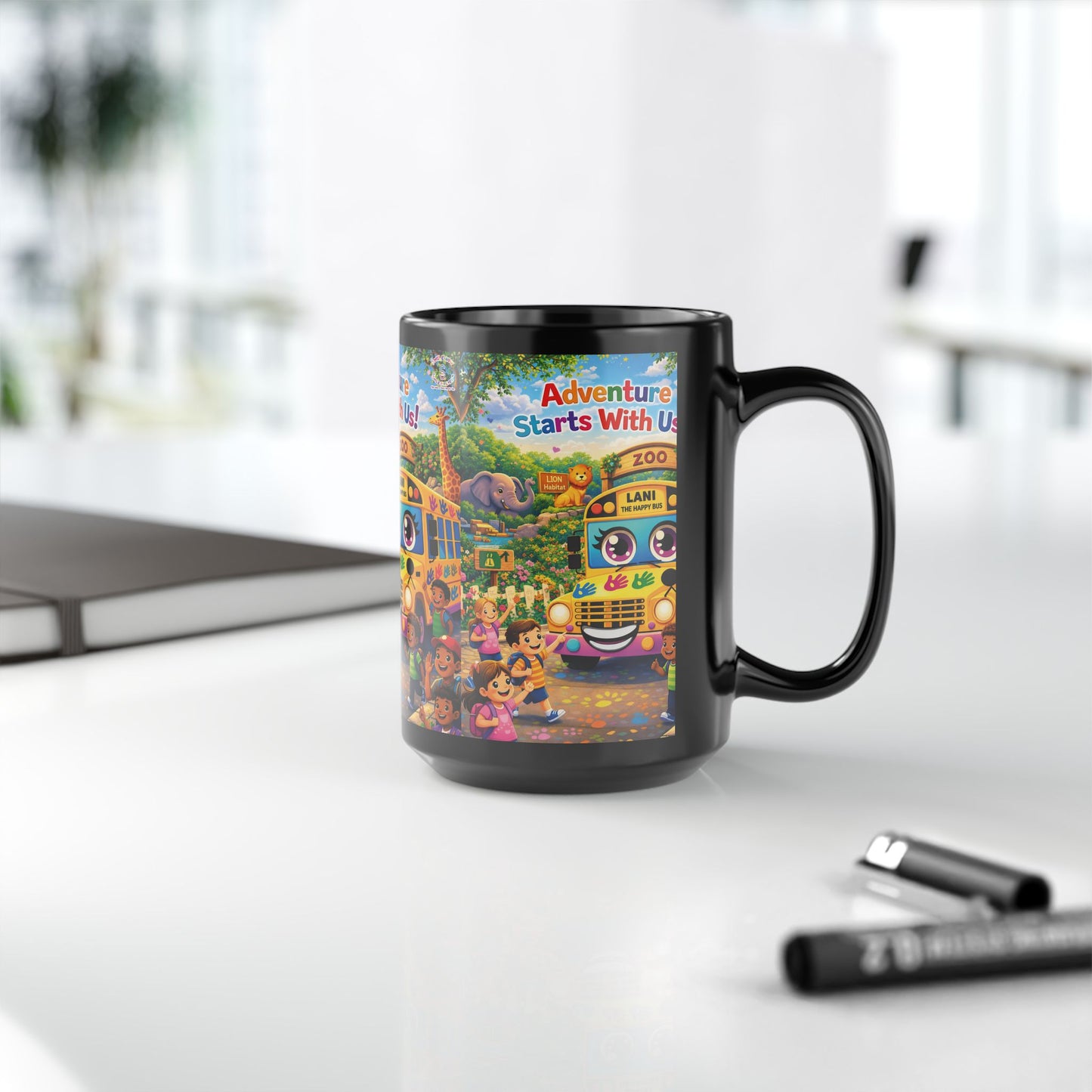 Lani™ Black Mug (11oz & 15oz) – "Adventure Starts With Us!" Graphic