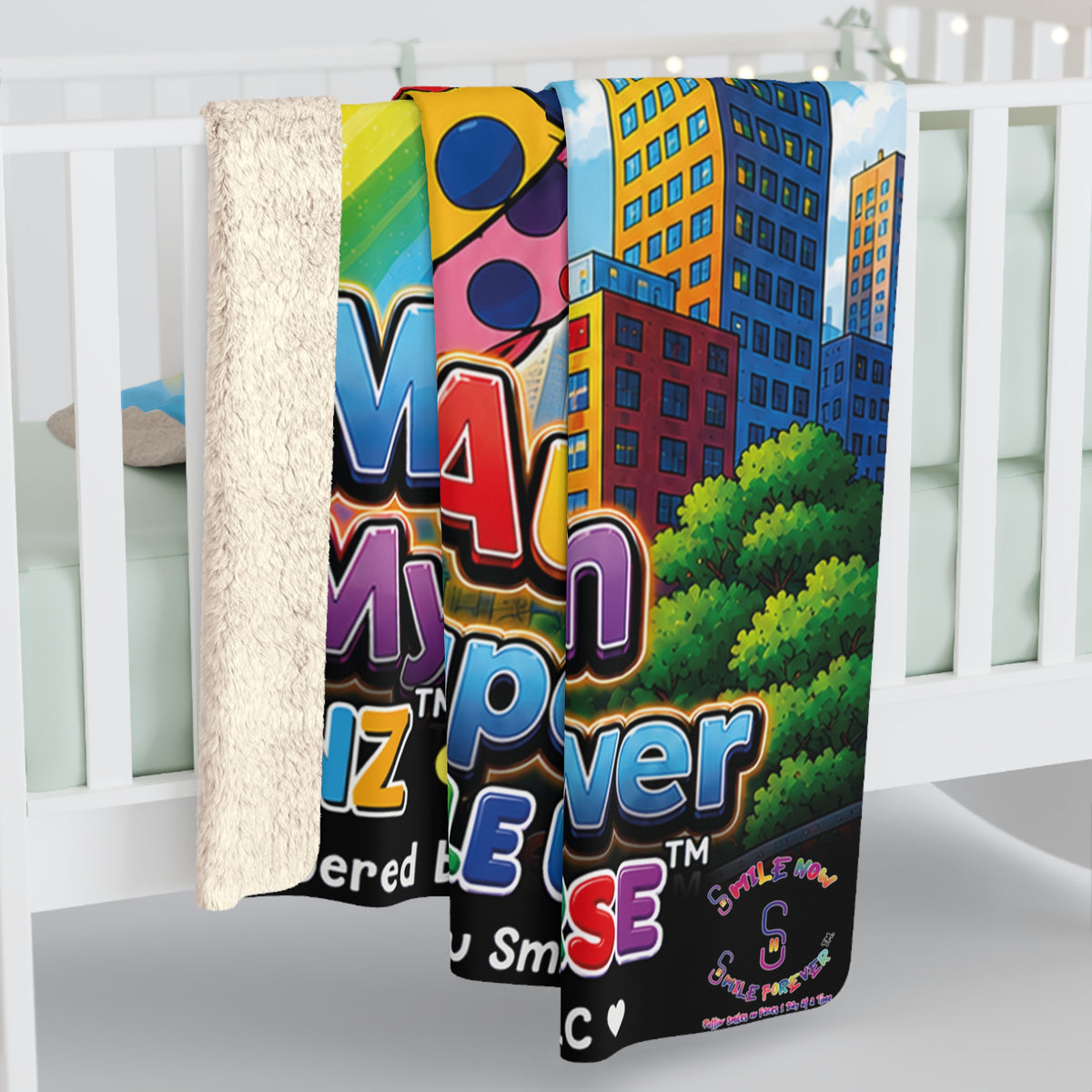 Panz™ Sherpa Fleece Blanket – "My Autism is My Superpower" Graphic | Smile Universe Collection