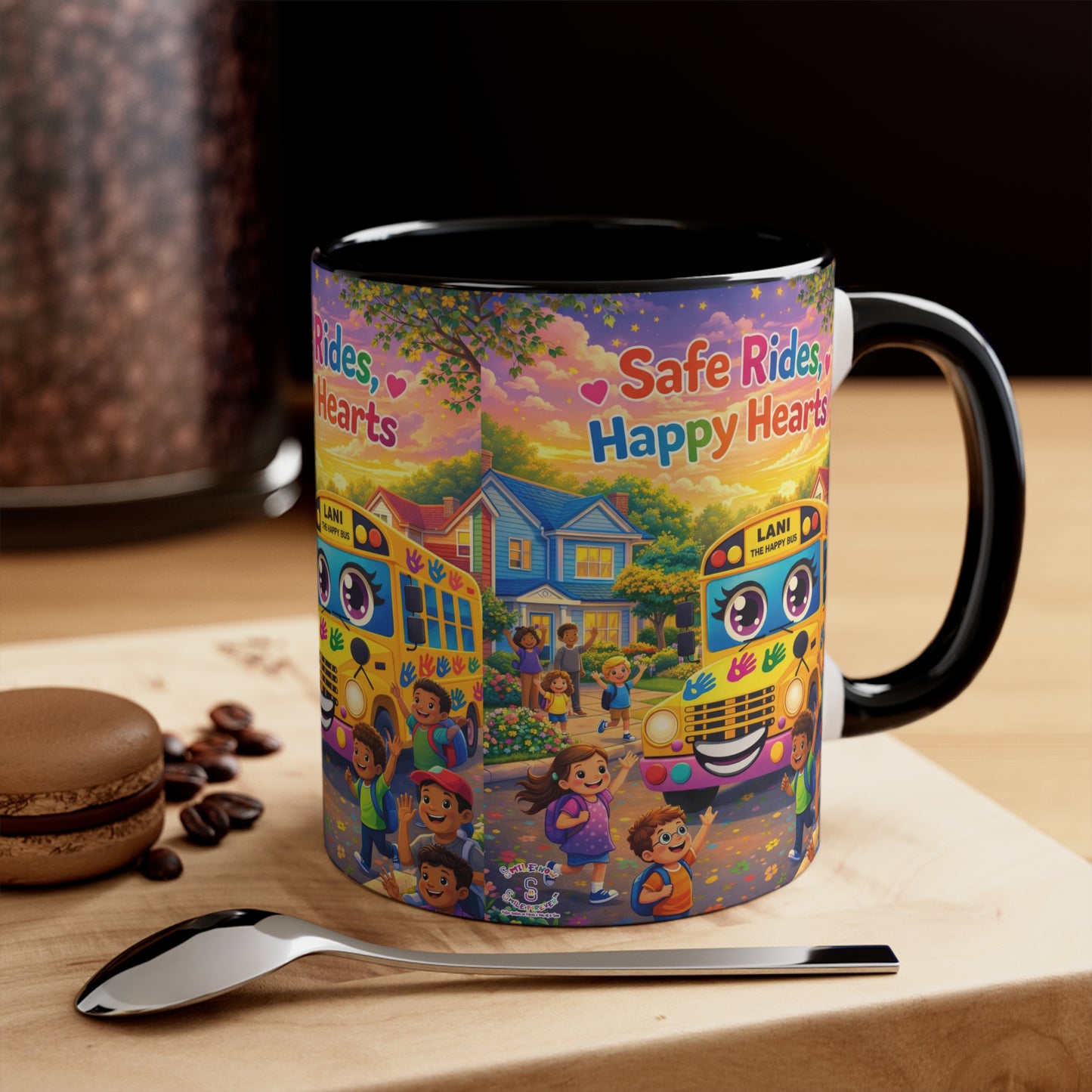 Lani™ Accent Mug – "Safe Rides, Happy Hearts" Graphic