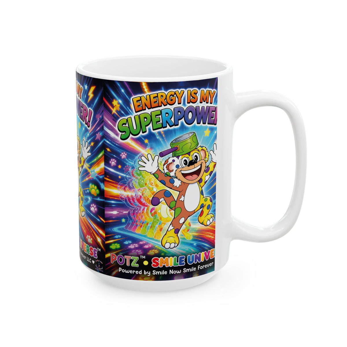 Potz™ Ceramic Mug – "Energy is My Superpower!" Graphic Coffee Mug | Smile Universe Collection