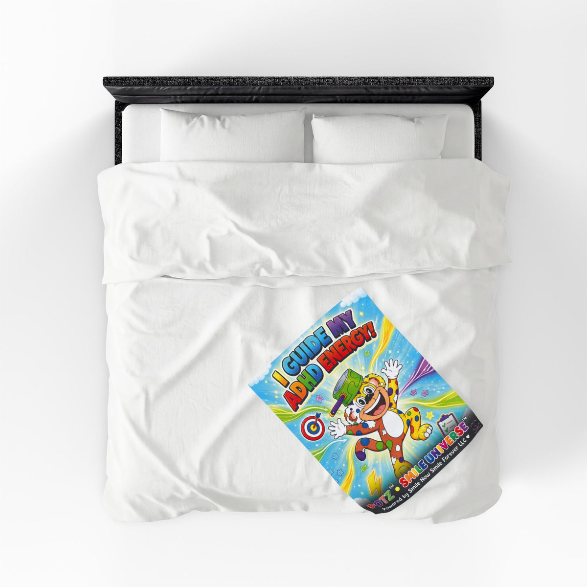 Potz™ Velveteen Plush Blanket – "I Guide My ADHD Energy!" Graphic Throw | Smile Universe Collection