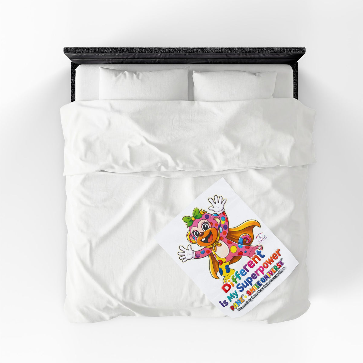 Panz™ Velveteen Plush Blanket – "Different is My Superpower" Graphic | Smile Universe Collection