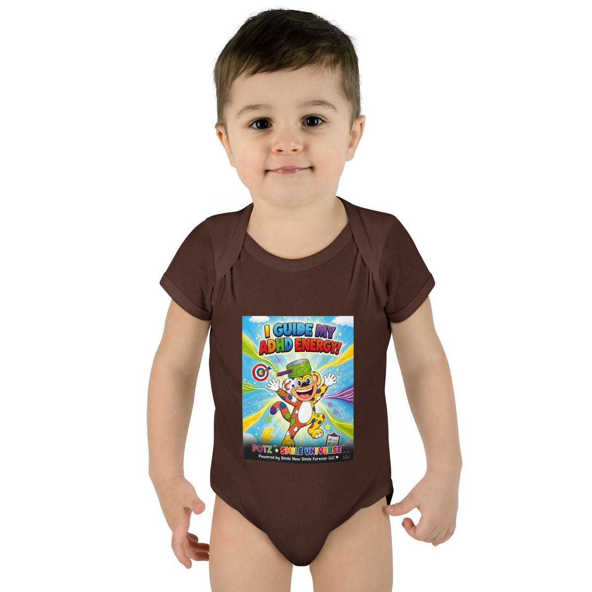 Potz™ Infant Baby Rib Bodysuit – "I Guide My ADHD Energy!" Graphic Onesie | Smile Universe Collection