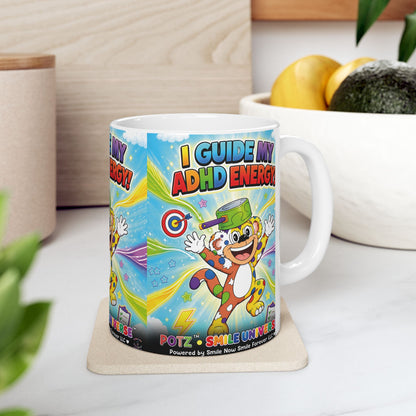 Potz™ Ceramic Mug – "I Guide My ADHD Energy!" Graphic Coffee Mug | Smile Universe Collection