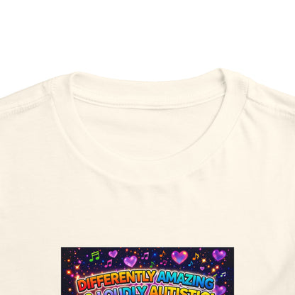 Panz™ Toddler Short Sleeve Tee – "Differently Amazing & Loudly Autistic!" Graphic | Smile Universe Collection
