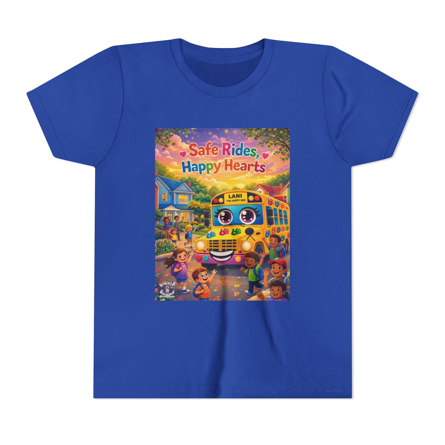 Lani™ Youth Short Sleeve Tee – "Safe Rides, Happy Hearts" Graphic