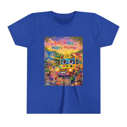 Lani™ Youth Short Sleeve Tee – "Safe Rides, Happy Hearts" Graphic