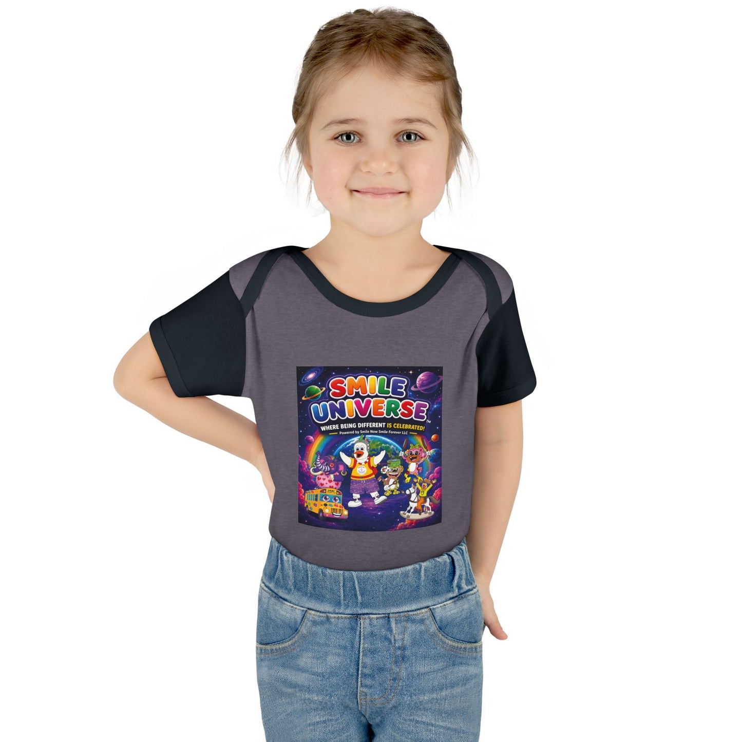 Smile Universe™ Infant Baby Rib Bodysuit – "Where Being Different is CELEBRATED!" Graphic