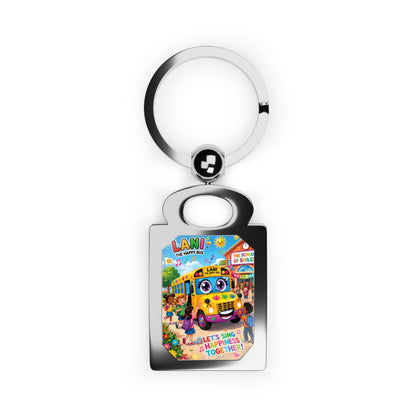 Lani™ Rectangle Photo Keyring – "Let's Sing Happiness Together!" Graphic