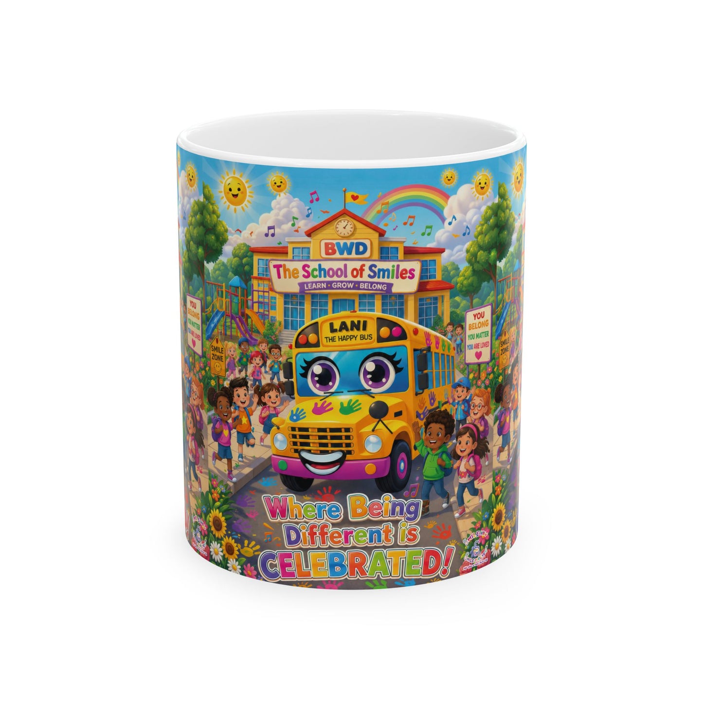 Lani™ Ceramic Mug (11oz & 15oz) – "Where Being Different is CELEBRATED!" Graphic