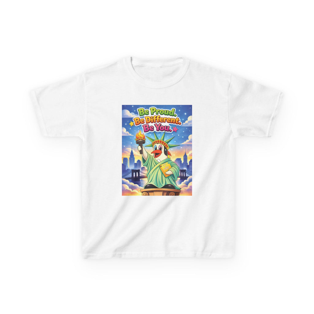 TuBz™M "Be Proud. Be Different. Be You." Kids T-Shirt - Inspirational Graphic Tee