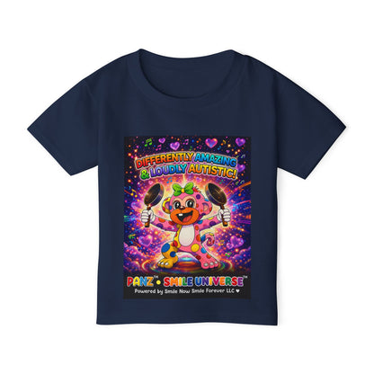 Panz™ Heavy Cotton™ Toddler T-Shirt – "Differently Amazing & Loudly Autistic!" Graphic | Smile Universe Collection