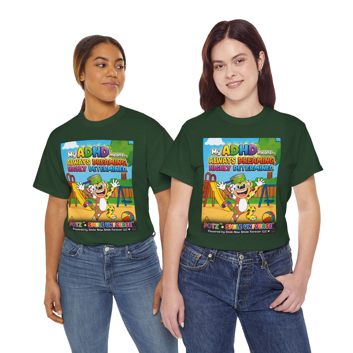Potz™ Unisex Heavy Cotton™ Tee – "My ADHD Means Always Dreaming, Highly Determined" Graphic Tee | Smile Universe Collection