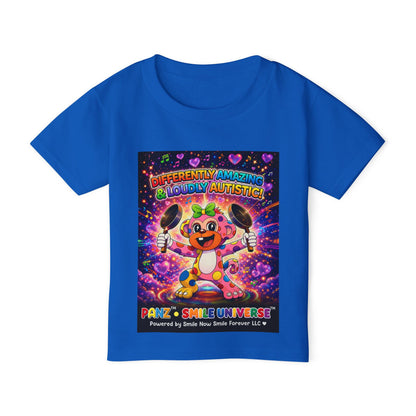 Panz™ Heavy Cotton™ Toddler T-Shirt – "Differently Amazing & Loudly Autistic!" Graphic | Smile Universe Collection