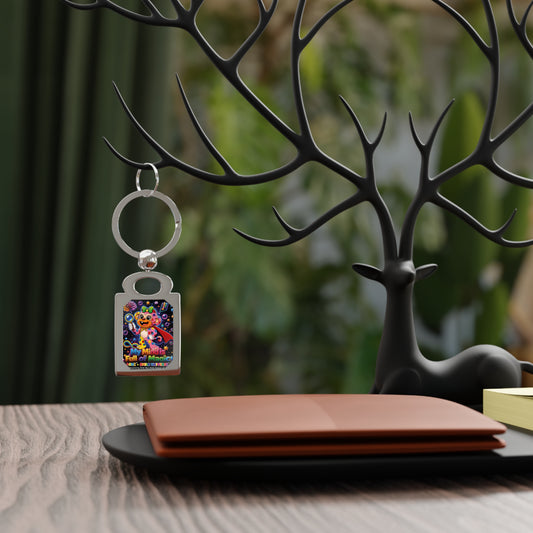 Rectangle Photo Keyring — Colorful Magical Bear Photo Keychain (Personalized Gift)