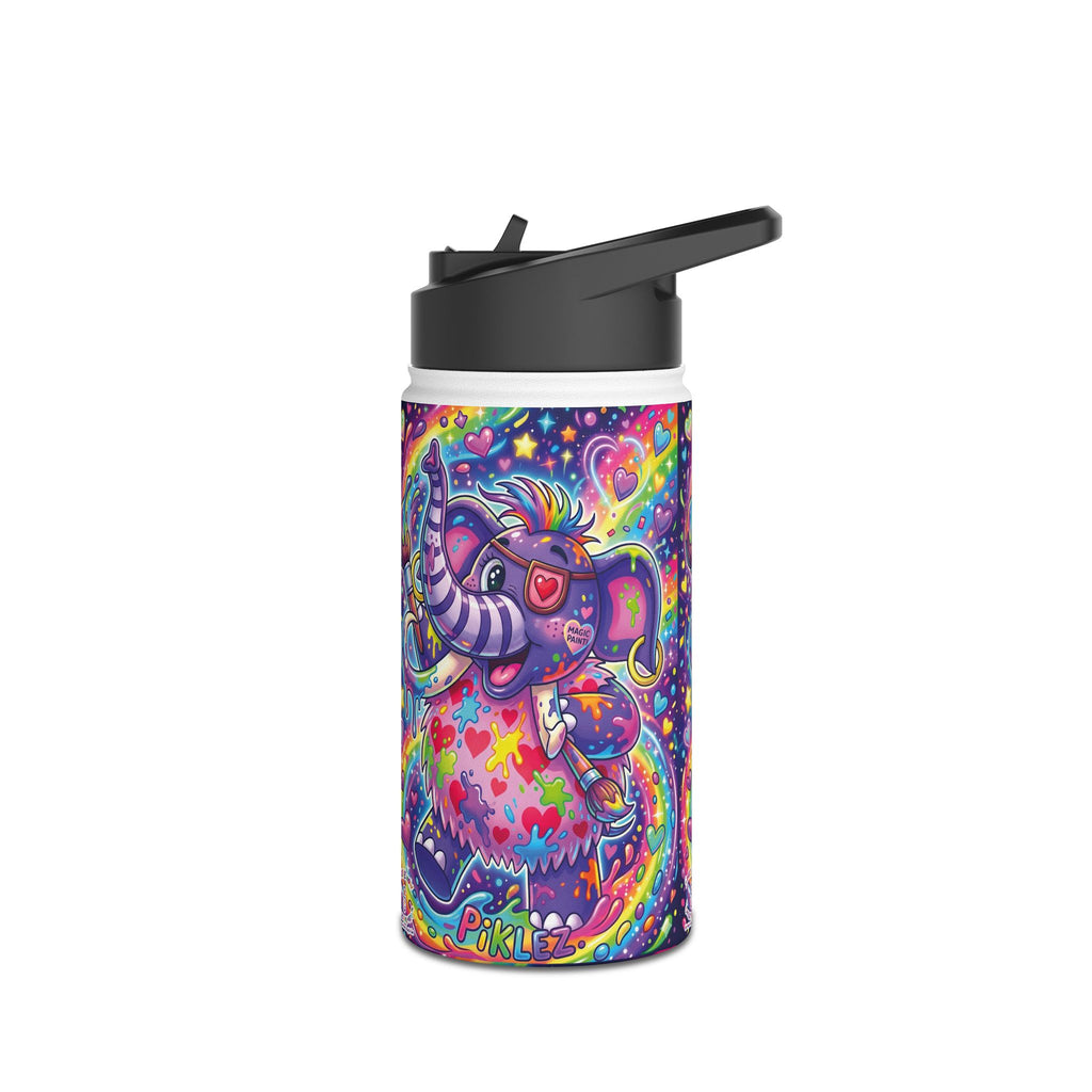 Piklez™ Stainless Steel Water Bottle with Standard Lid – "Magic Paint!" Graphic | Smile Universe Collection