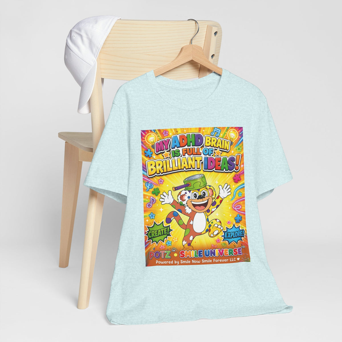 Potz™ Unisex Jersey Short Sleeve Tee – "My ADHD Brain is Full of Brilliant Ideas!" Graphic Tee | Smile Universe Collection