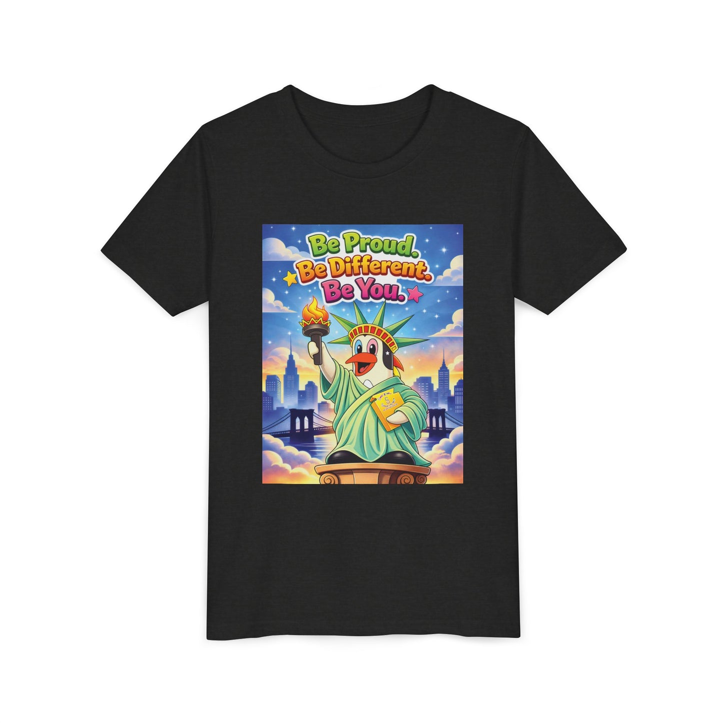 TuBz™M "Be Proud. Be Different. Be You." Kids T-Shirt - Inspirational Graphic Tee