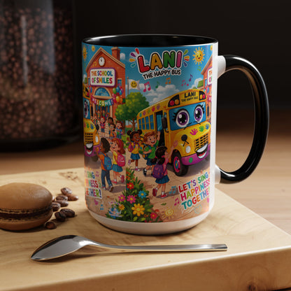 Lani™ Accent Coffee Mug (11oz & 15oz) – "Let's Sing Happiness Together!" Graphic