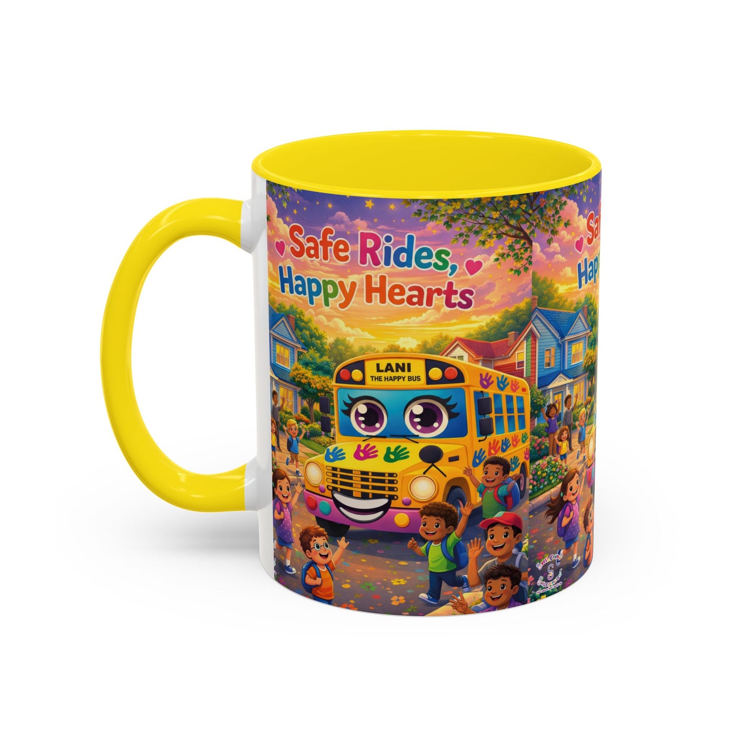 Lani™ Accent Coffee Mug (11oz & 15oz) – "Safe Rides, Happy Hearts" Graphic