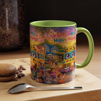 Lani™ Accent Coffee Mug (11oz & 15oz) – "Safe Rides, Happy Hearts" Graphic