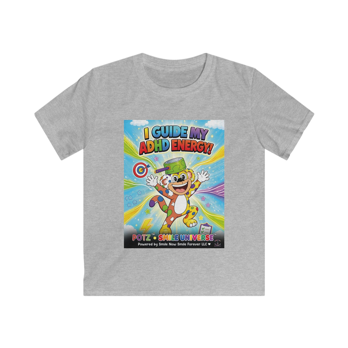 Potz™ Kids Softstyle Tee – "I Guide My ADHD Energy!" Graphic Tee | Smile Universe Collection