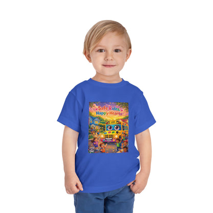 Lani™ Toddler Short Sleeve Tee – "Safe Rides, Happy Hearts" Graphic