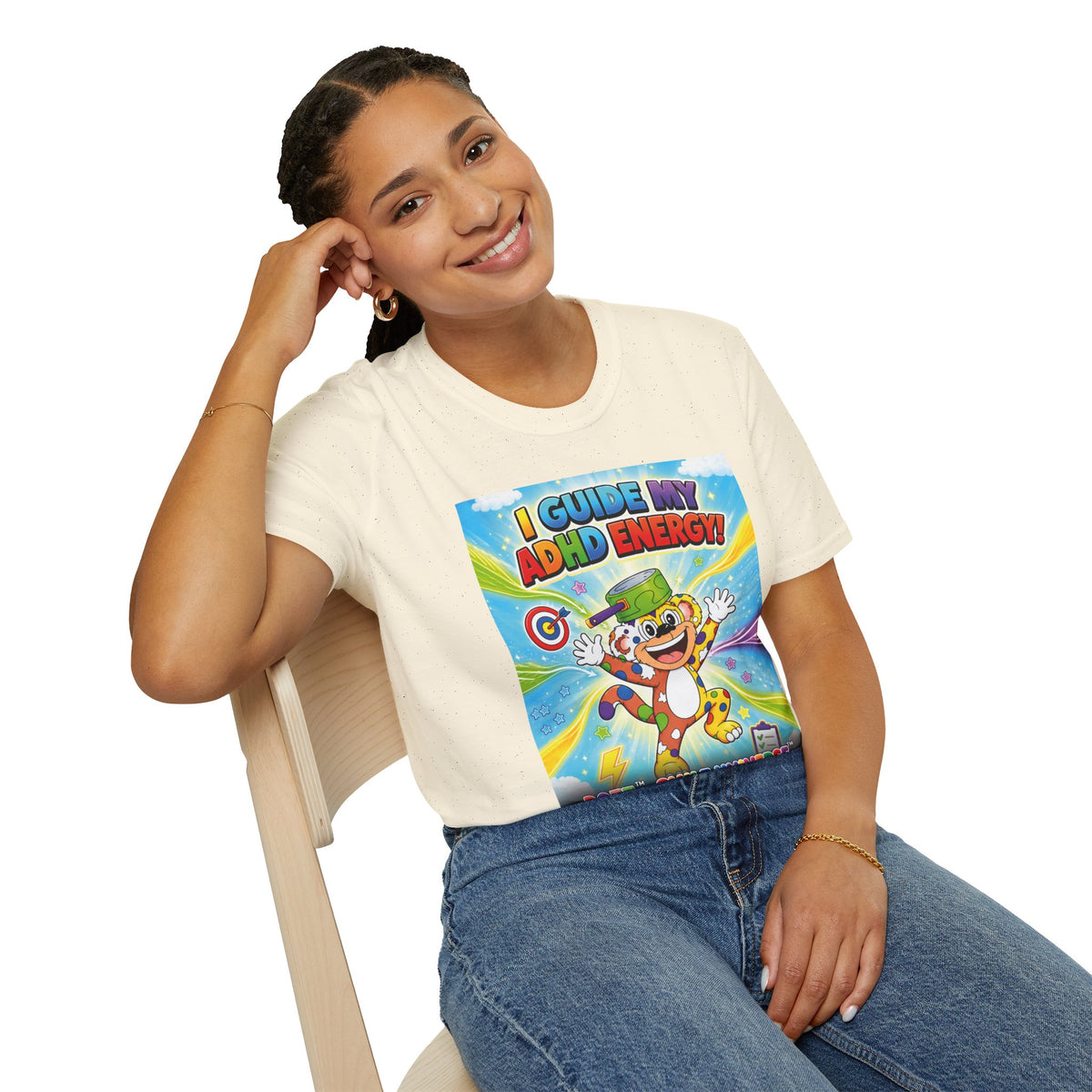Potz™ Unisex Softstyle T-Shirt – "I Guide My ADHD Energy!" Graphic Tee | Smile Universe Collection