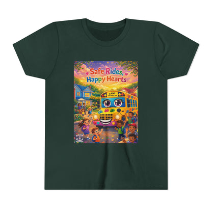 Lani™ Youth Short Sleeve Tee – "Safe Rides, Happy Hearts" Graphic