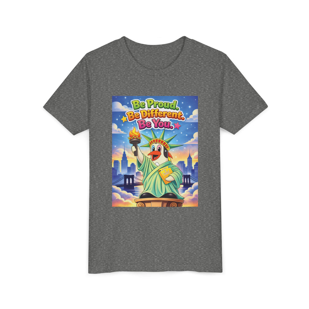 TuBz™M "Be Proud. Be Different. Be You." Kids T-Shirt - Inspirational Graphic Tee