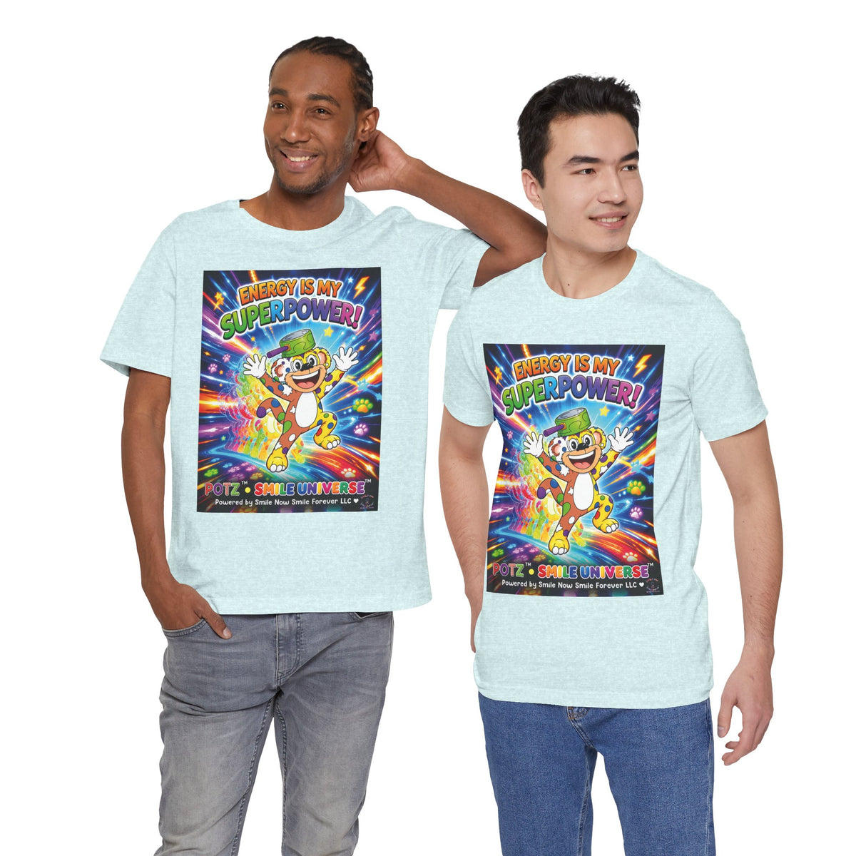 Potz™ Unisex Jersey Short Sleeve Tee – "Energy is My Superpower!" Graphic Tee | Smile Universe Collection