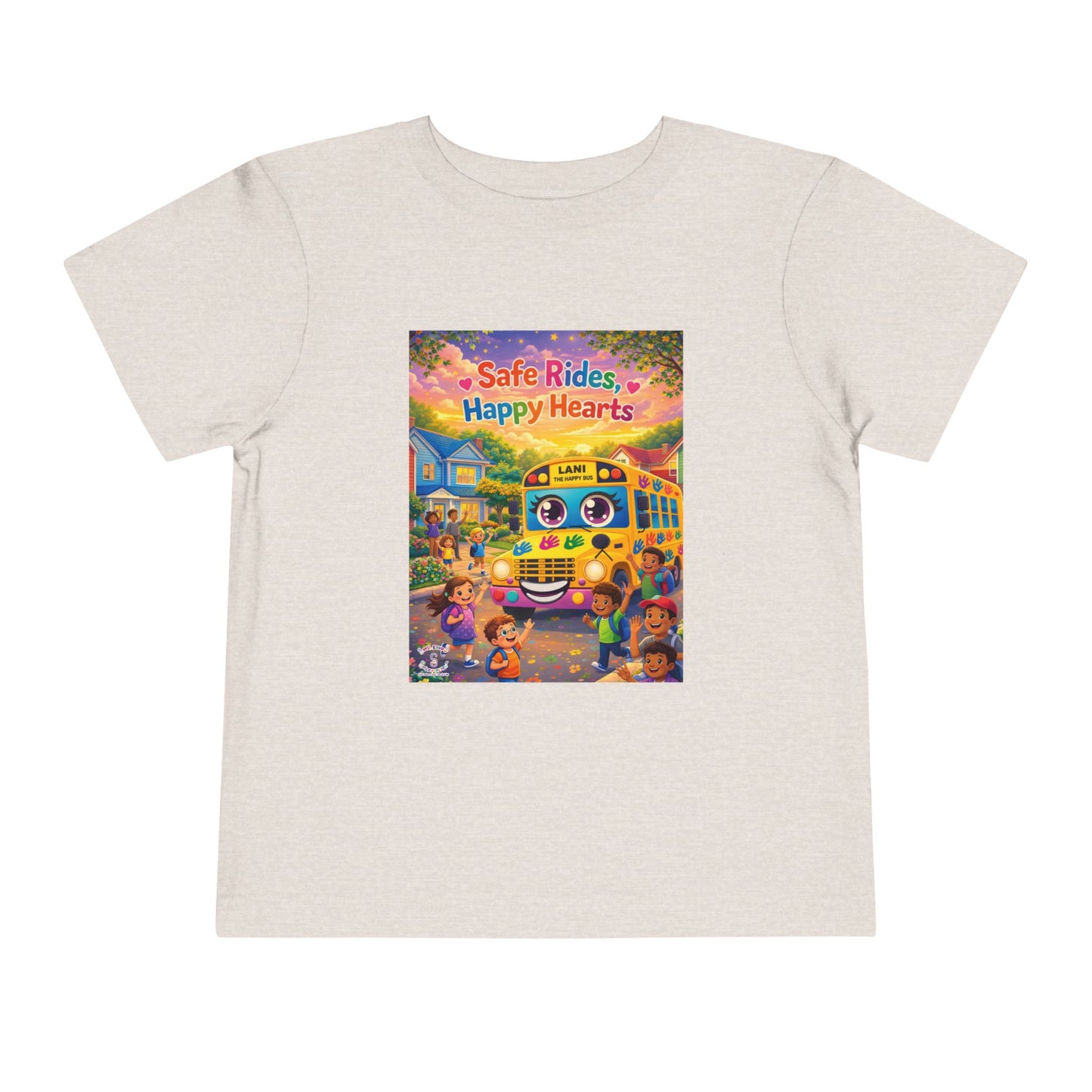 Lani™ Toddler Short Sleeve Tee – "Safe Rides, Happy Hearts" Graphic
