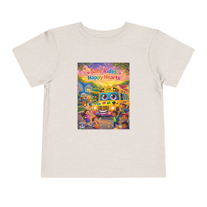 Lani™ Toddler Short Sleeve Tee – "Safe Rides, Happy Hearts" Graphic
