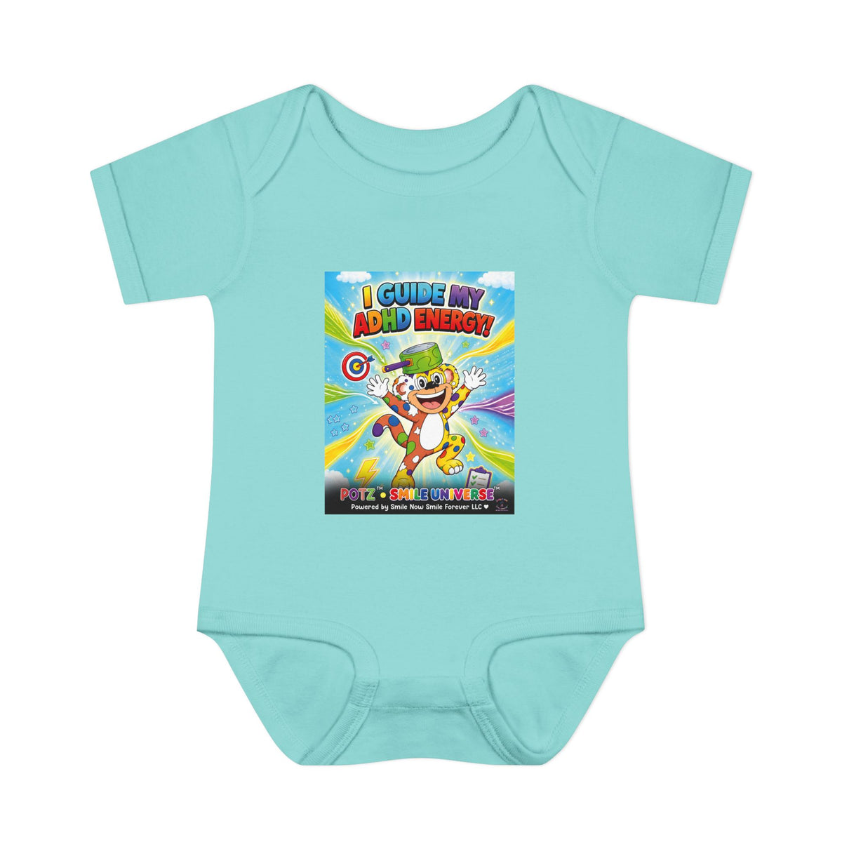 Potz™ Infant Baby Rib Bodysuit – "I Guide My ADHD Energy!" Graphic Onesie | Smile Universe Collection