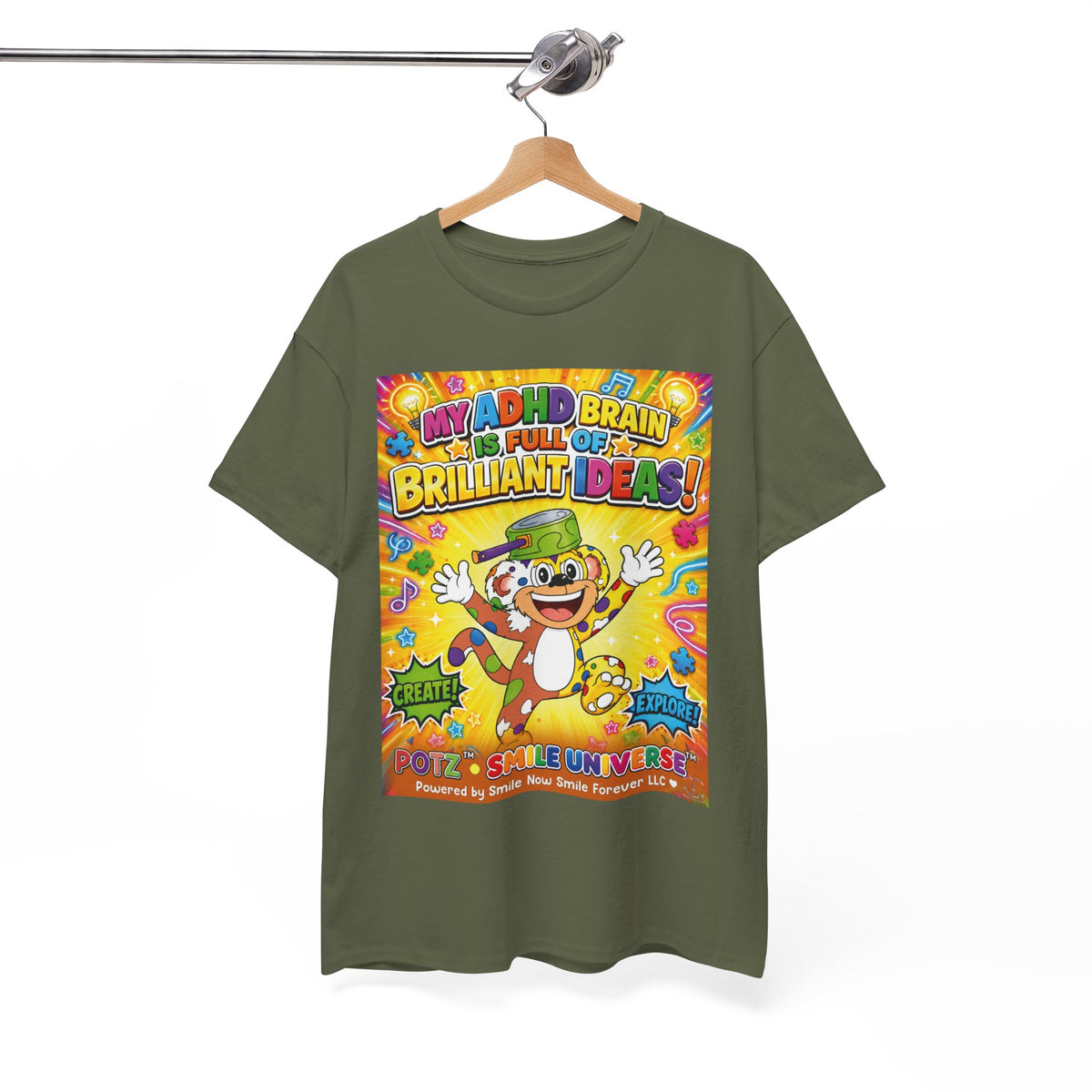 Potz™ Unisex Heavy Cotton™ Tee – "My ADHD Brain is Full of Brilliant Ideas!" Graphic Tee | Smile Universe Collection