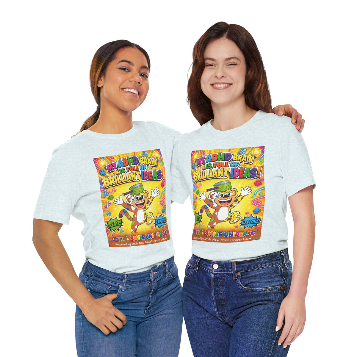 Potz™ Unisex Jersey Short Sleeve Tee – "My ADHD Brain is Full of Brilliant Ideas!" Graphic Tee | Smile Universe Collection