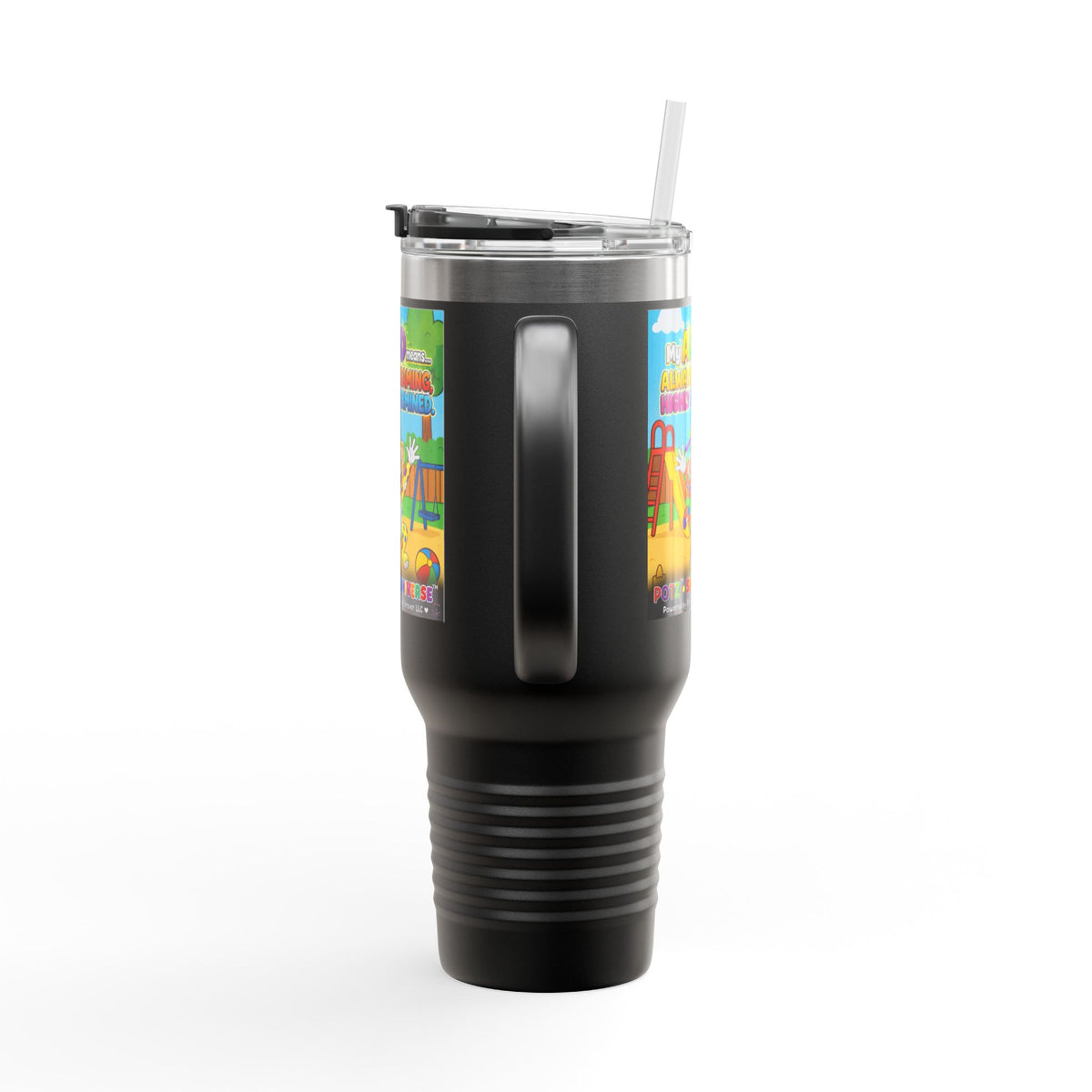 Potz™ Insulated Travel Mug 40oz – "My ADHD Means Always Dreaming, Highly Determined" Graphic Tumbler | Smile Universe Collection
