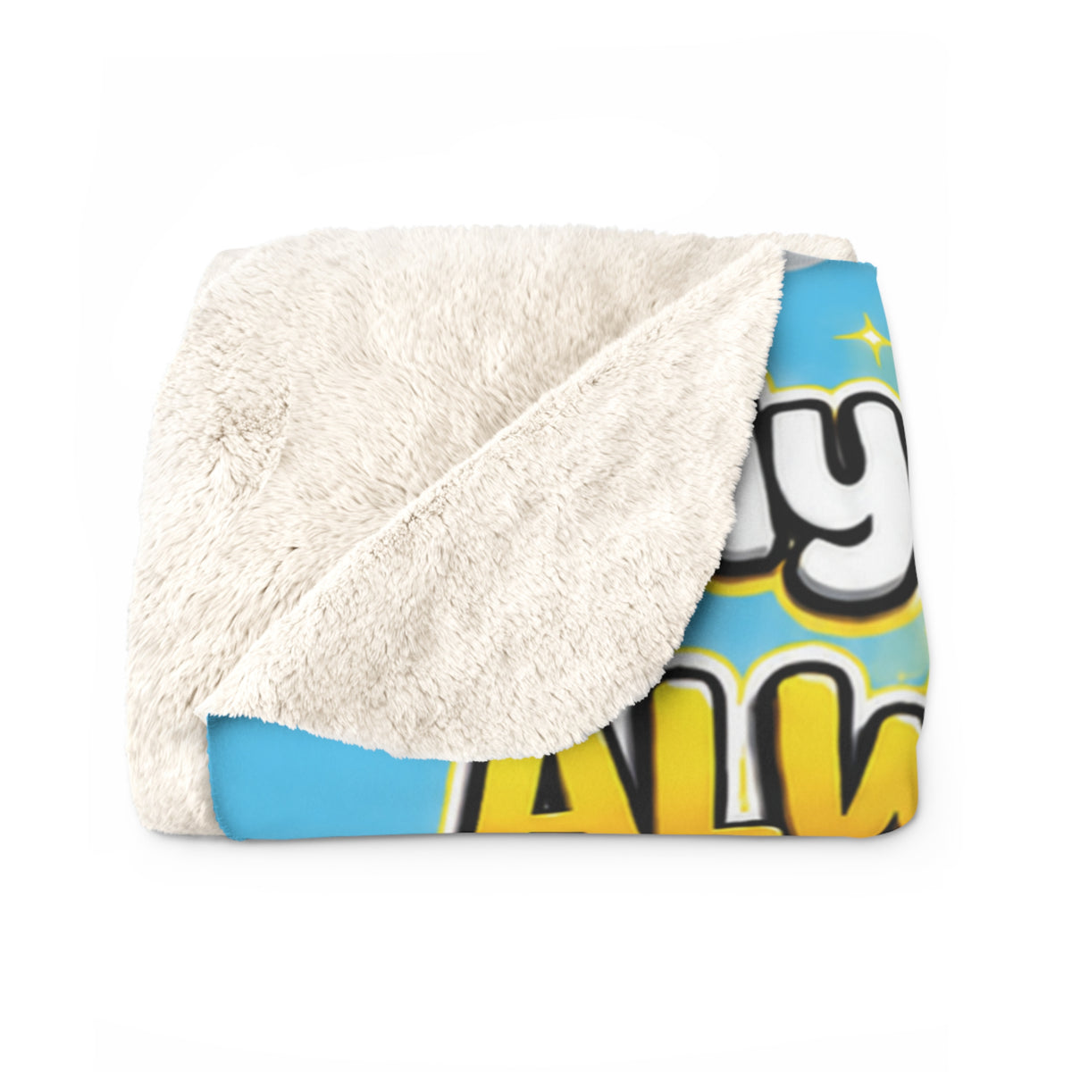 Potz™ Sherpa Fleece Blanket – "My ADHD Means Always Dreaming, Highly Determined" Graphic Throw | Smile Universe Collection