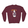 TuBz™ "Being Smart Iz Kool" Youth Crewneck Sweatshirt – Character Dress-Up Graphic Sweatshirt | Smile Universe TuBz4Kidz Collection