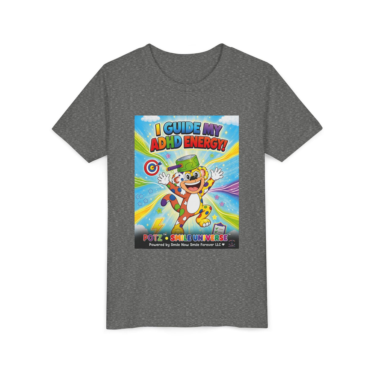 Potz™ Youth Short Sleeve Tee – "I Guide My ADHD Energy!" Graphic Tee | Smile Universe Collection