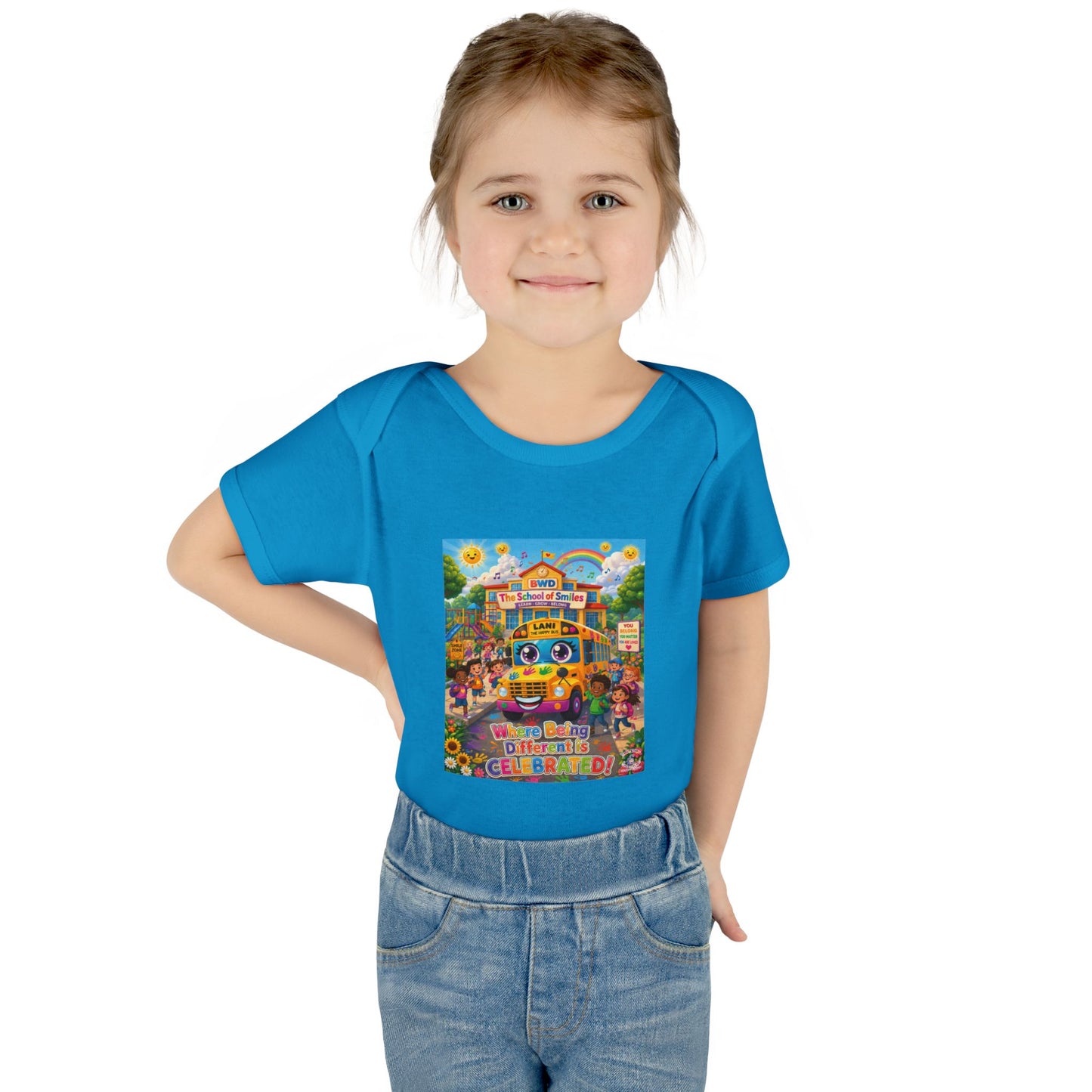 Lani™ Infant Baby Rib Bodysuit – "Where Being Different is CELEBRATED!" Graphic