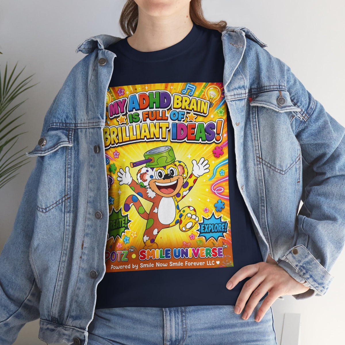 Potz™ Unisex Heavy Cotton™ Tee – "My ADHD Brain is Full of Brilliant Ideas!" Graphic Tee | Smile Universe Collection