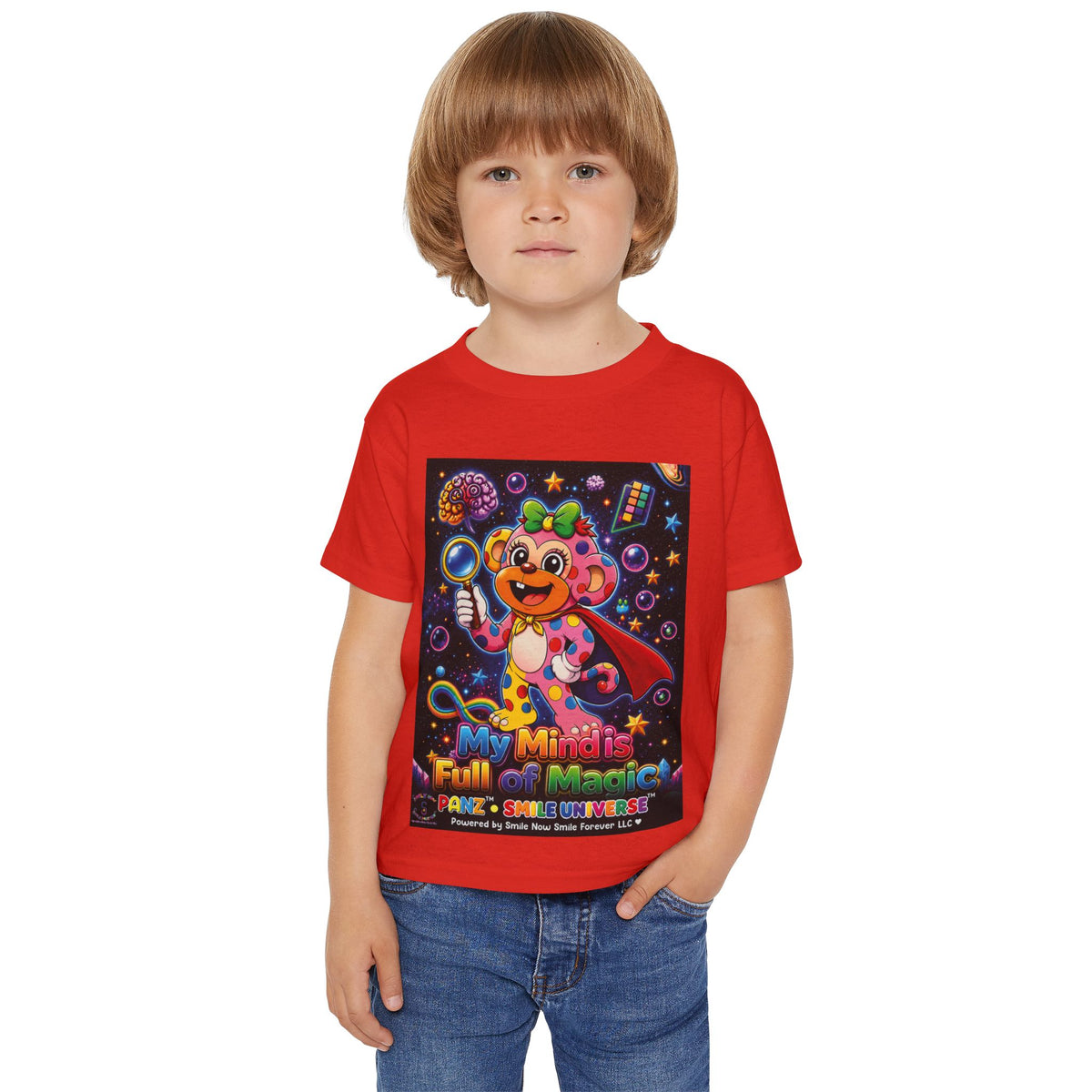 Panz™ Heavy Cotton™ Toddler T-Shirt – "My Mind is Full of Magic" Graphic | Smile Universe Collection