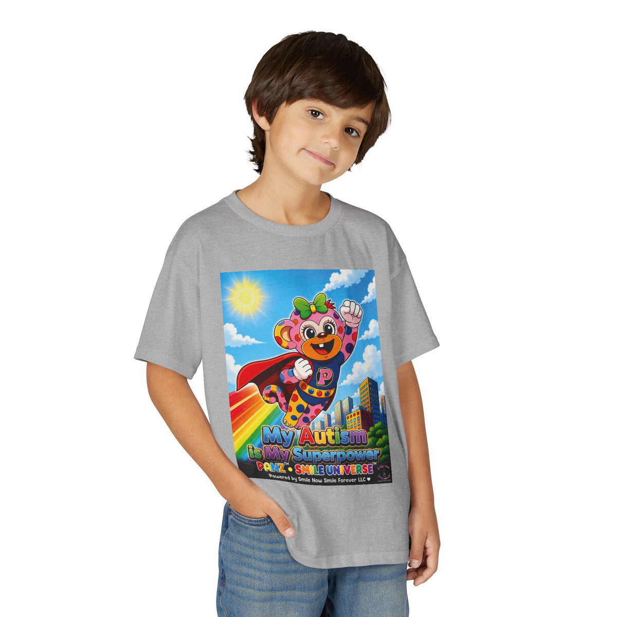 Panz™ Youth DryBlend® T-Shirt – "My Autism is My Superpower" Graphic | Smile Universe Collection