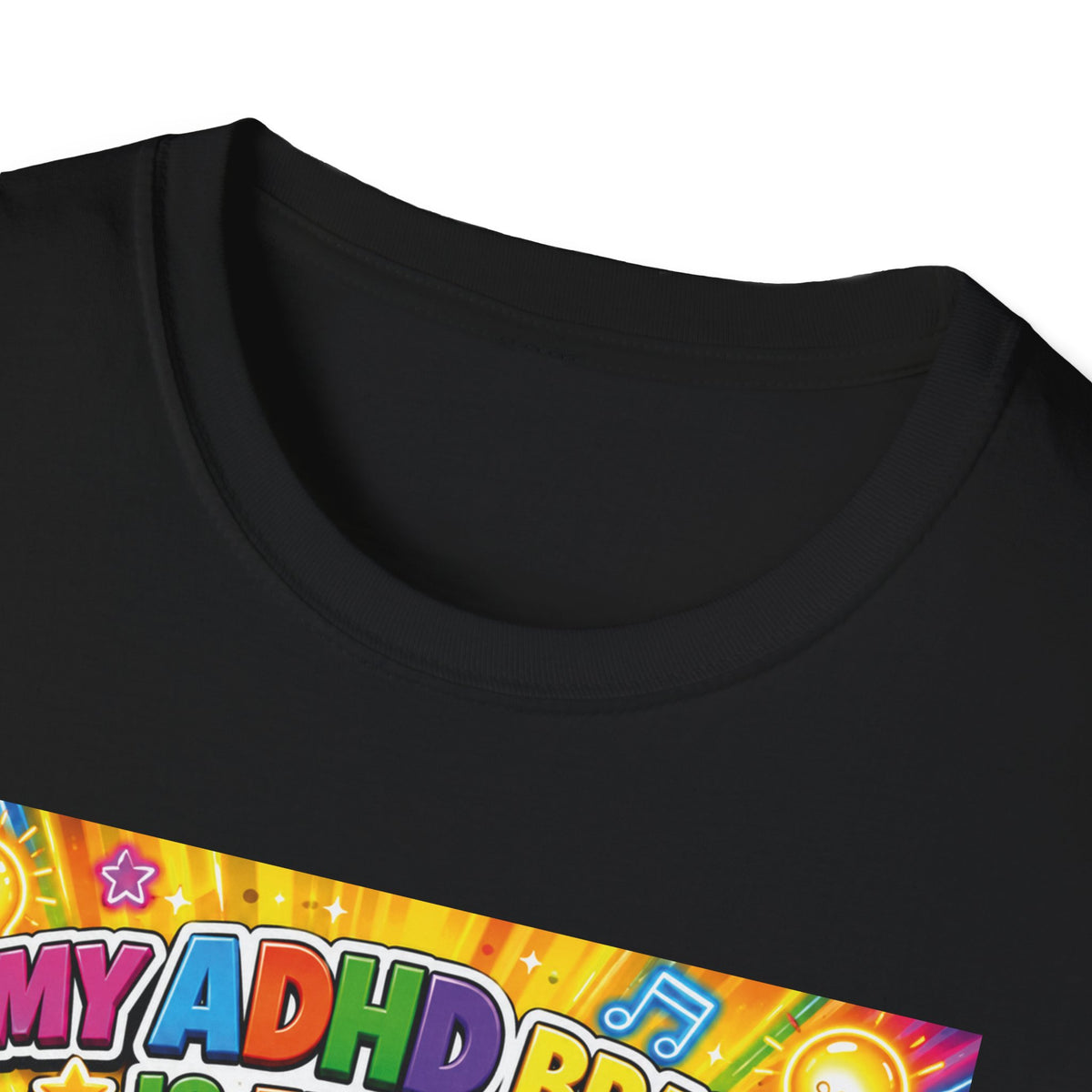 Potz™ Unisex Softstyle T-Shirt – "My ADHD Brain is Full of Brilliant Ideas!" Graphic Tee | Smile Universe Collection